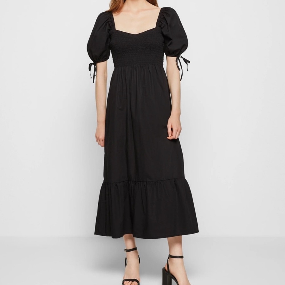 Faithfull The Brand Lithana Midi Dress Black Poplin